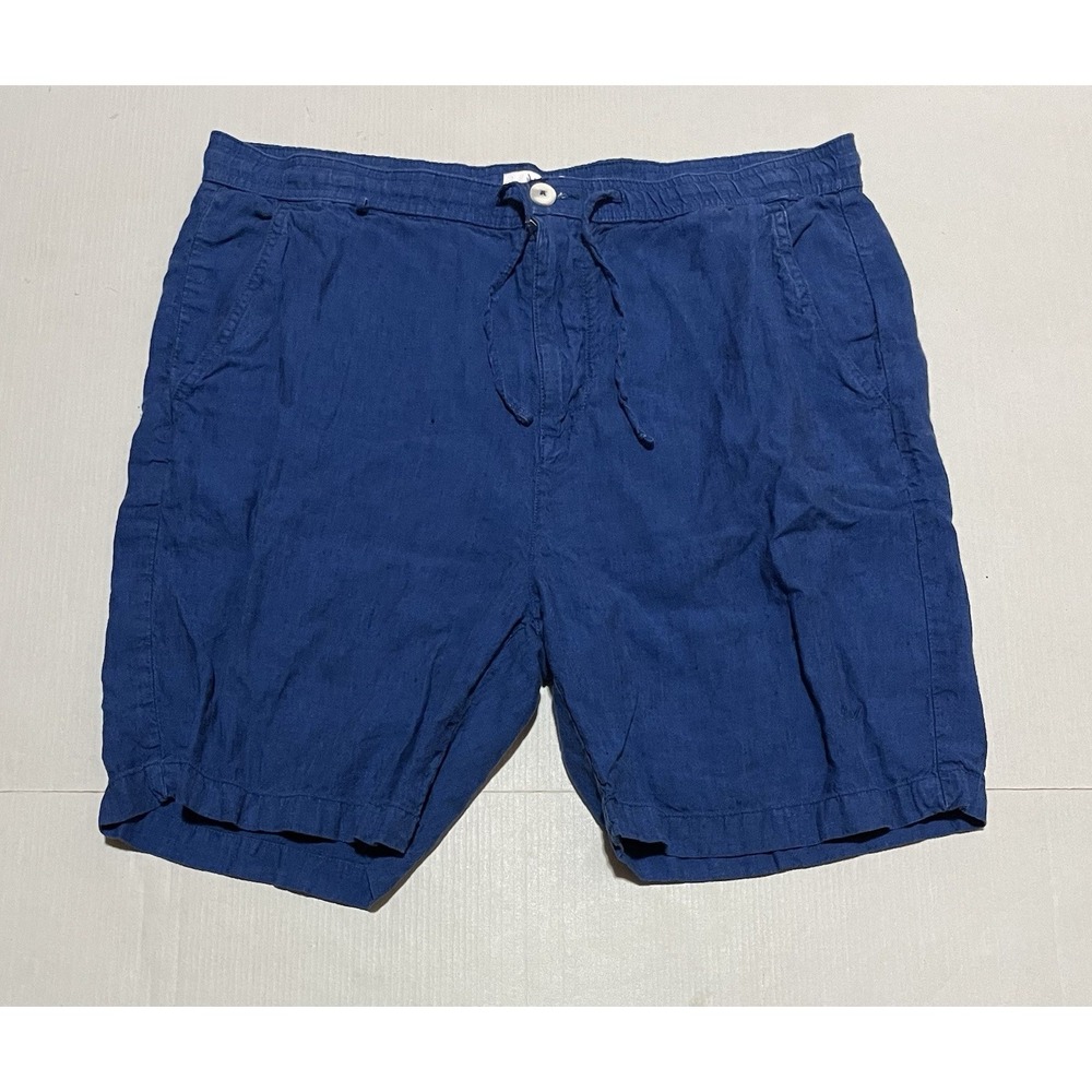 Porter & Ash Men's 100% Linen Shorts Size XL Blue Lightweight Pockets Beach